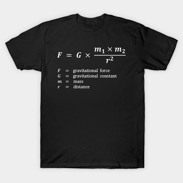 Formula, gravitational force, white T-Shirt by RosArt100
